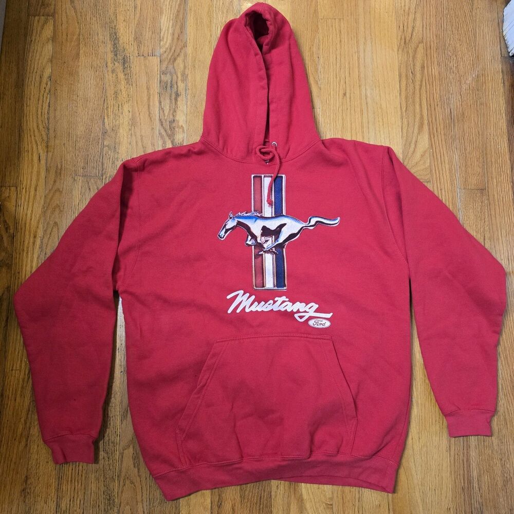 TNT Ford Mustang Hoodie Sweatshirt Adult Large Red Racing Pullover Y2K